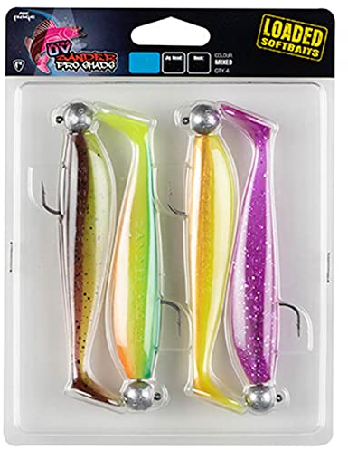 Fox Rage Zander Pro Shad Mixed UV Colour Pack Loaded - 4 Gummifische, Gewicht/Länge/Hakengröße:12g - 12cm - Gr. 4/0