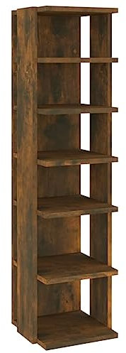 vidaXL Shoe Rack in Smoked Oak Colour, Compact Design for Space Saving, Engineered Wood Material, 6 Shelf Storage, Modern Style, 27.5x27x102 cm Dimensions.