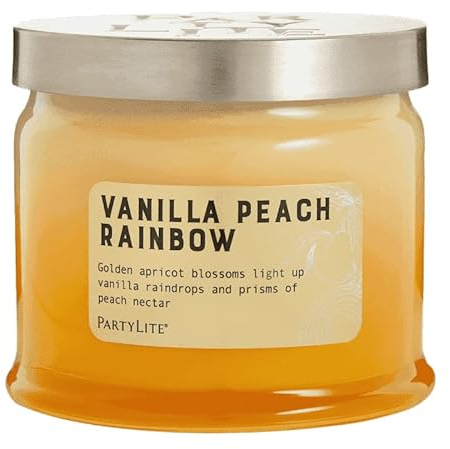 Kerze mit 3 Dochten, Regenbogen, Pfirsich Vanille – Partylite – Vanilla Peach Rainbow