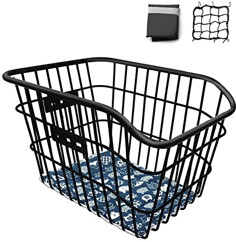 TOURSLOV Fahrradkorb Hinten, [Werkzeugloser Einbau], Fahrradkorb für Schulranzen Hunde, Schultaschenkorb, Fahrradkörbe Hinten für Gepäckträger Hinterradkorb