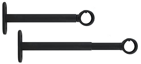2 supports muraux extensibles et réglables pour barre de rideaux, ø 20 mm, longueur 15-19,5 cm, couleur noir, (1 lot de 2 supports de tringles)