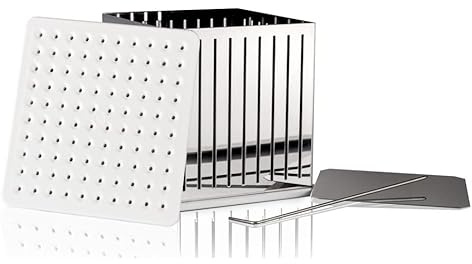CUBO FABBRICA SPIEDINI PER 100 ARROSTICINI TAGLIASPIEDINI IN ACCIAIO INOX E MELAMINA