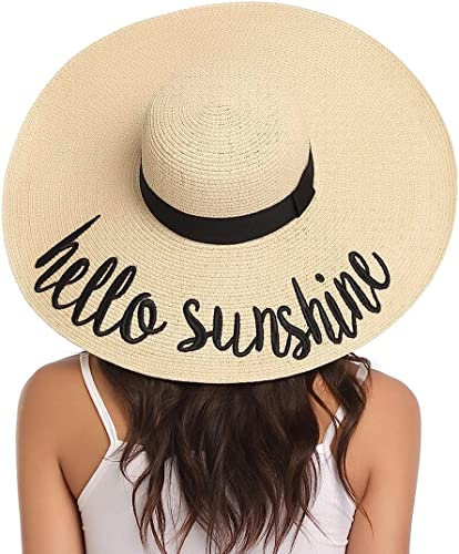 BABAHU Faltbarer Strohhut für Damen, mit breiter Krempe, Sonnenhut, Sommer, Strandhut, UV-Schutzfaktor 50+, 06-Stil, Beige, Einheitsgröße