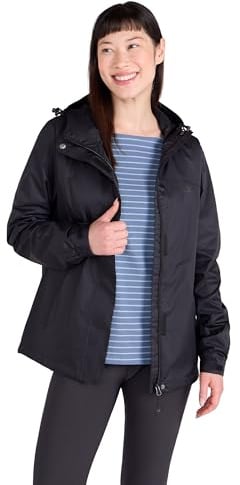 Mountain Warehouse Torrent Jacke für Damen - Wasserfeste Regenjacke, leichter Mantel, versiegelte Nähte, Damenjacke mit Taschen - Ideal für Reisen, Camping, Herbst Schwarz Damengröße EU 48