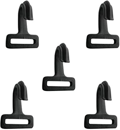 Tiuimk Pack of 5 Multi-Purpose Plastic Hooks for Tent, Pole, and Camping Accessories - Black