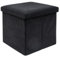 INTIRILIFE Sgabello pieghevole 38 x 38 x 38 cm in NERO - Cubo di seduta con vano portaoggetti e coperchio in tessuto effetto corda - Cubo di seduta poggiapiedi scatola portaoggetti panca a cassapanca