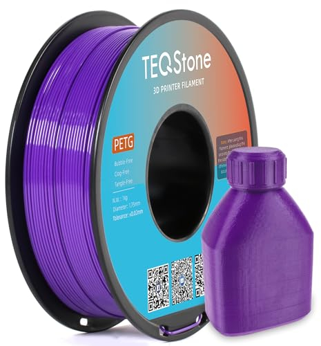 TEQStone PETG Filament 1.75mm Lila 1KG, Maßhaltigkeit +/-0.02mm Spule Sauber Gewickelt 3D Drucker Filament Vakuumverpackung