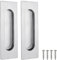 Malimali 120mm Sliding Door Handles - Recessed Finger Flush Pulls for Kitchen Cabinet Closet Stainless Steel Rectangular Door Pulls - Cupboard Hardware (Brushed Steel, 2 Pack)