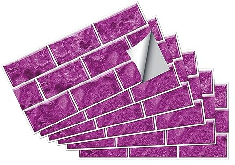 Fliesenaufkleber Bad 15X30Cm Lila Rechteck Diy Fliesenfolie,Wasserdicht Treppenaufkleber,Fliesenfolie Für Badezimmer,Treppenaufkleber Wandfliese,Selbstklebende Fliesenrückwand(6Pcs)