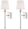 EOEO 2 Stück Moderne E14 Wandleuchten innen Schlafzimmer Wandlampe mit Weiß Stoff Lampenschirm Metall Nachttischlampe Up Down Wandbeleuchtung für Wohnzimmer Eitelkeit Treppe Flur,Chrome