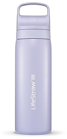 LifeStraw Go Series — Gourde filtrante en inox 500ml pour les voyages et l’utilisation quotidienne. Élimine les bactéries, les parasites et microplastiques, améliore le goût, Provence Purple (violet)