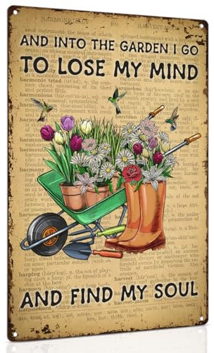 ALKB Metallschild im Vintage-Stil, für Tagebuch, Scrapbooking, 20,3 x 30,5 cm, Garten, Regenschuh, Trolley, Wandkunst, Lose My Mind and Find My Soul, Retro-Stil, modisch, schick, lustiges
