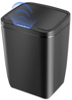 BBTISG 12L Sensor Waste Bin, Automatic Sensor Trash Bin Touch Sensing Waste Bin for Simple Waste Disposal Toilet Bathroom Bin with Lid (Black)