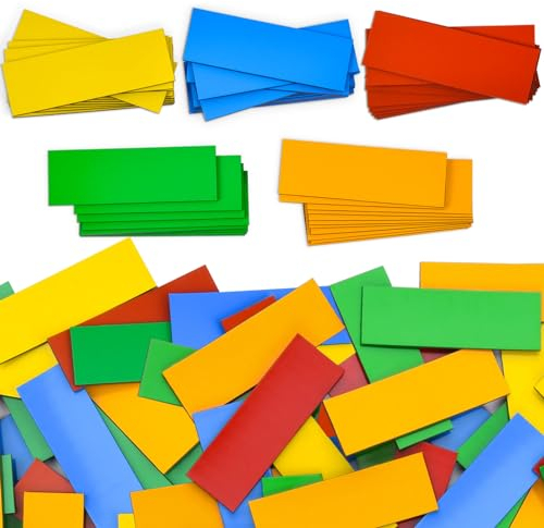 Magnetetiketten beschreibbar, 60 Stück 5 Farben Whiteboard Magnete, 60x20mm Magnetschilder zum Beschriften, Wiederbeschreibbare Magnete für Kühlschrank, Abwischbare Magnetkarten