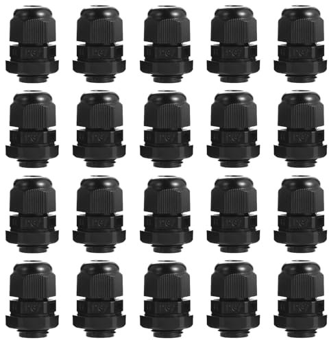 Faankiton 20PCS PG7 Adjustable Cable Glands, Waterproof Nylon Cable Glands, Cable Gland Waterproof Nylon Cable Connectors, Thread Gland Connectors, Cable Gland Wire Protector with Locknut, Black