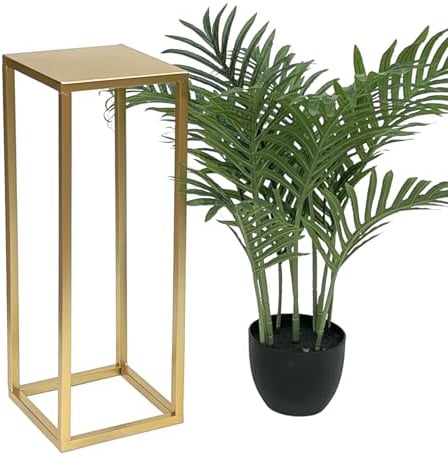 DanDiBo Blumenhocker Metall Gold Eckig Blumenständer Beistelltisch 96506 Blumensäule Modern Pflanzenständer Pflanzenhocker (50 cm)