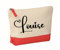 Trousse de Toilette, Pochette de Maquillage avec prénom personnalisée 20x15x5cm, Cadeau, noël, Femme (Nature/Rouge)