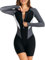 ECUPPER Womens Long Sleeve Rash Guard One Piece Swimsuit Zip Up Bathing Suit UV Protection Boyleg Surfing Suit Swimwear Built in Bra Grey X-Large