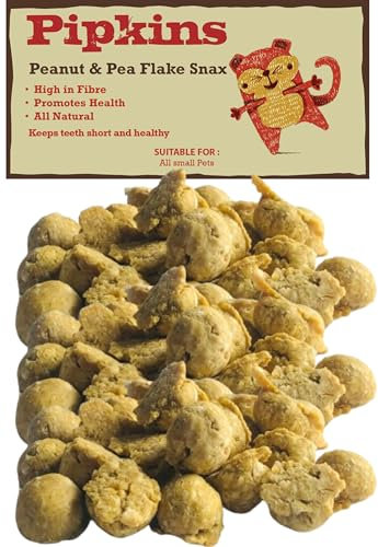 Pipkins Erbsenflocken und Erdnuss Snax - Für Kleintiere – Kaninchenfutter, Meerschweinchen Futter, Hamster Futter reich an Proteinen und Ballaststoffen 140g