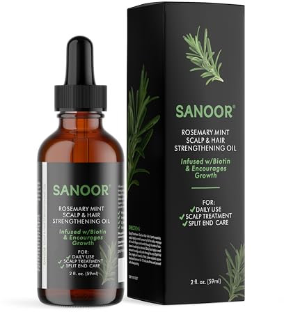 SANOOR® Rosemary Mint, Scalp Hair Growth Oil, Infused Biotin to Encourages Hair Growth | Healthier, Stronger & Long Strands | All Type & Texture | Straight, Waves & Chemically Treated Hairs