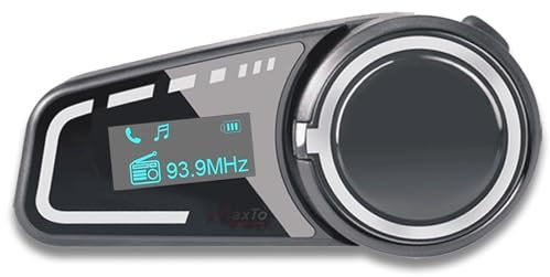 Motorradhelme bluetooth Gegensprechanlage,M2C Vollduplex Wireless Motorrad bluetooth Headset für 2-6 Fahrer mit LCD Bildschirm,CVC+DSP Geräuschunterdrückung Music Share IP67Wasserdicht,1 Pack