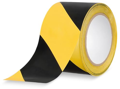 kingsea Ruban de délimitation autocollant - 33 m x 100 mm - Jaune et noir - Pour revêtements de sol, marquage d'obstacles, joints