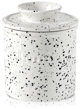 KOOV Buttertopf aus Porzellan, französische Butterdose, Keramik-Butterbehälter für Theke, große Kapazität, Splash-Serie (Spritzweiß, 10,2 cm)