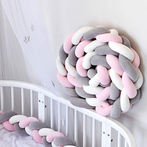 Aocase Bettschlange Geflochten, Bettschlange Knotenkissen Kantenschutz, Geflochtene Bettschlange Baby, Geflochten Knotenkissen, Bettumrandung Kantenschutz, Kinderzimmerdekoration,No11,450CM