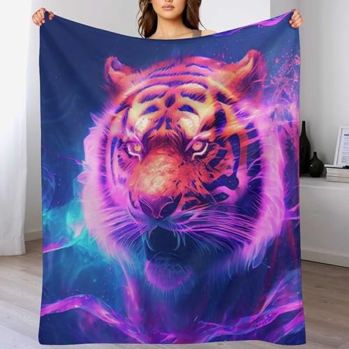 AAPZY Decke Tiger Decke Tagesdecke - Weiche Flannel Decke Mit Muster Sofadecke - Baumwolldecke Wohndecke Sofaüberwurf Bettüberwurf （140×180cm）