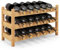 RELAX4LIFE Portabottiglie Vino per 18 Bottiglie in Bamboo, Scaffale a 3 Livelli con Fessura a Onda, Tavolo per Cucina, Bar, Dispensa e Cantina, 62 x 24 x 38 cm