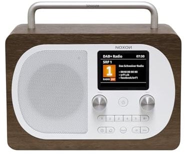 Noxon Eiger - Walnuss - DAB+ und UKW-Radio, Bluetooth, Kopfhöreranschluss, Akkubetrieb möglich