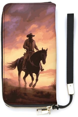 QMKFWT Cowboy West Geldbörse, großes Fassungsvermögen, Clutch, Geldbeutel, PU-Leder, langer Reißverschluss, Uni, weiß, 20 x 10,5 cm, Geldbörse, weiß, 20x10.5cm, Brieftasche