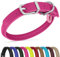 OOPSDOGGY Collier en cuir roulé souple pour chiens de petite, moyenne et grande taille (rose, taille XL, 43,2 à 53,3 cm)