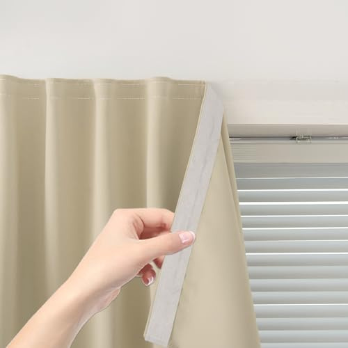 Rideaux adhésifs occultants portables pour chambre à coucher, faciles à installer, isolation thermique, pour petite fenêtre, cuisine, chambre à coucher, 1 panneau, 119 x 149 cm (l x L), Beige