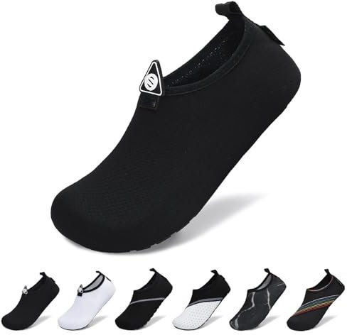 SAGUARO Chaussures Aquatiques Homme Femme Chaussons d'eau Séchage Rapide Chaussettes de Piscine Antidérapants Légers pour Plage Natation Mer Bain Plongée (Jade Noir,42/43 EU)