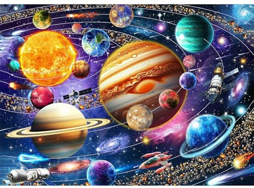 KEYIFA Weltraum Planet Diamond Painting Zubehör, 5D Crystal Art Foto Bastelset Diamond Painting Erwachsene, DIY Vollbohrer Bilder Diamond Painting Set, Home Wand Dekor 40x30cm
