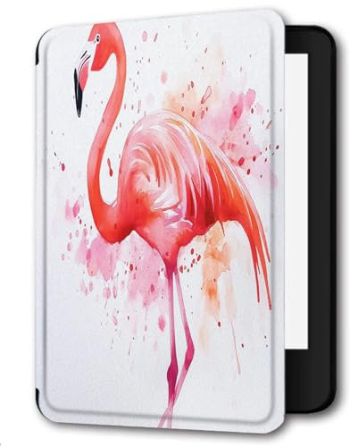 for 6 Kindle Paperwhite 5/6/7th Generation Case 2012,2013,2015,2016 Version (Model: EY21 / DP75SDI),Slim PU Leather Hard Cover for Kindle Paperwhite 6 inch,Watercolor Flamingo