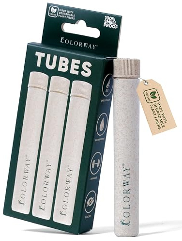 COLORWAY TUBES 3er Set | 3x Joint-Hüllen aus Pflanzenfasern | 100% Geruchsdicht & wasserdicht | 12 x 1,8cm Kingsize | Joint Case Transporthülle | Stabil & Langlebig | Zubehör für Kräuter, Zigaretten