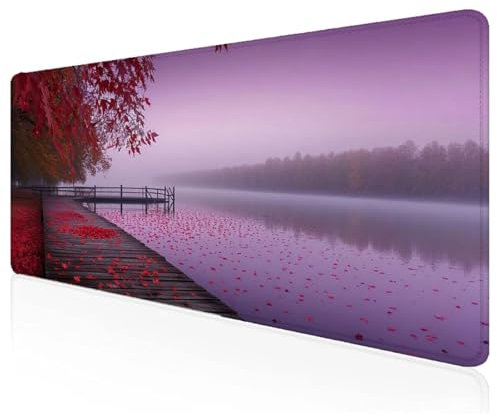 Tapis de Souris XXL 1200x600x3mm Rouge,Grand Tapis de Souris Gamer Paysage avec Base en Caoutchouc Antidérapant Extended Mousepad,pour Gamer,Pc et DéCoration de Bureau,Accessoire Bureau M-51
