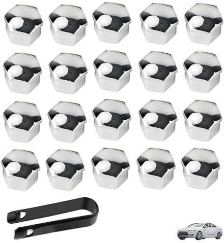 Syylqyr 21PCS 17mm Wheel Nut Covers, Locking Wheel Nut Removal Tool with Removal Tool Anti-Theft Protection Design Suitable for Most Universal Car Wheels Durable and Easy to Install Silvery
