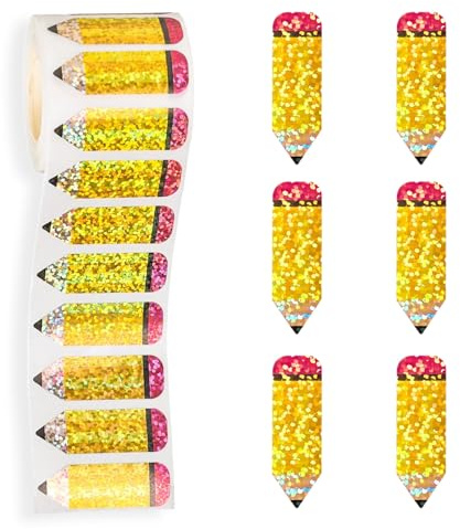 Sticker Schulanfang, 500 Stück Schulanfang Bleistift Aufkleber, Aufkleberrolle Kinder, Belohnungsaufkleber für Scrapbook, Album, Party, Geburtstag