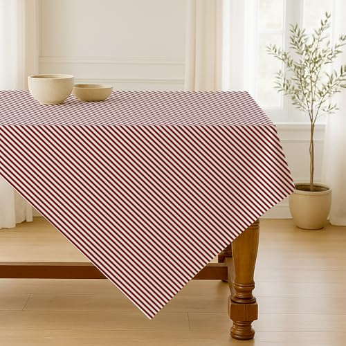 Luzzxfa Rot Gestreifte Tischdecke 100x140 cm Rechteckig aus Polyester Modern Fleckschutz Outdoor Tischtuch für Esszimmer, Garten, Party, Hochzeiten oder Haushalt