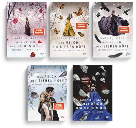 Sarah J. Maas Bücher Bundle – Das Reich der sieben Höfe Band 1-5 – Fantasy Bestseller Set mit exklusivem Lesezeichen – romantische epische Saga für Jugendliche und Erwachsene – Romantasy Bücherpaket