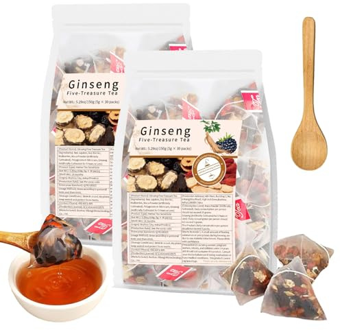 60PCS Kidney Tea Formula Ginseng Six Treasure Tea, Ginseng & Mulberry Herbal Tea, Chinese Kidney Cleansing Teas
