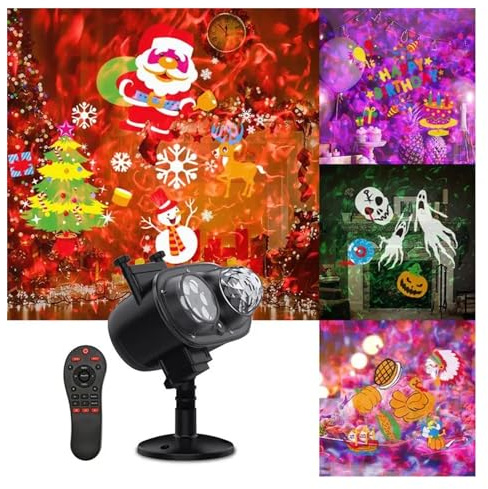 Luci Natale Esterno, Il proiettore di Natale Halloween Illumina Il proiettore Impermeabile for Esterni 3D Wave 16 Modelli for Le Vacanze di Halloween al Coperto