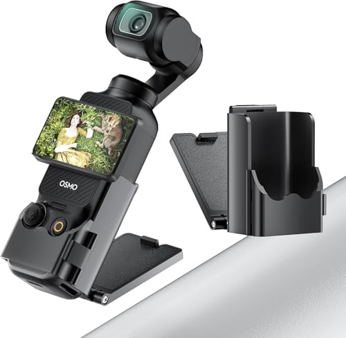 YOWOLF Magnetische Halterung Kompatibel mit DJI Osmo Pocket 3, 2025 Upgrade Zubehör Adapterklemme mit Magnetsaugnapf, Schreibtisch Ständer, 180° Verstellbarer Griff, Vertikale Montage