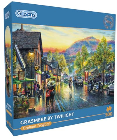 Gibsons Grasmere by Twilight 500 Teile Puzzle für Erwachsene – Atemberaubendes Lake District Landschaft Kunstwerk von Graham Twyford – Premium nachhaltiges Puzzle Made in UK/EU