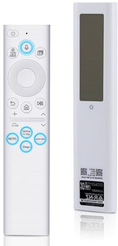 Gvirtue Sprachfernbedienung Solar Ersatz Kompatibel mit BN59-01391A, Universal mit USB-C & 4 Shortcut Tasten, kompatibel mit The Frame, Neo QLED, Crystal UHD Serie 2021-2025 Smart TVs (Weiß)