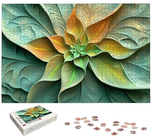 Puzzle 5000 Teile Grün, Blume Puzzle 5000 Teile Erwachsene, Holzpuzzle Erwachsene mit Exquisiter Verpackungsbox, Klassische Puzzles für Die Ganze Familie, Holzpuzzle für Geschenke, Zimmer Deko, -5782