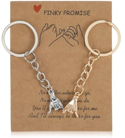 Ouligay 2 Stück Partner Schlüsselanhänger Paare Pärchen Paar Geschenke mit Karte Boyfriend Beste Freundin Geburtstag Jahrestag Geschenk für Sie Ihn Freund Geburtstagsgeschenk